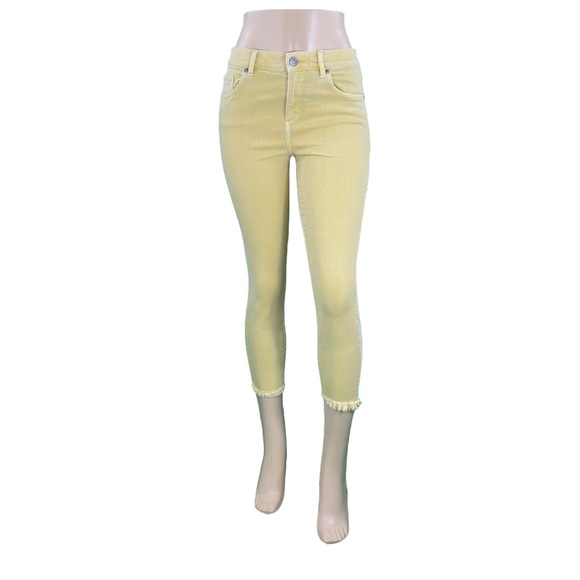 LOFT Yellow Modern Skinny Cropped Raw Hem Jeans